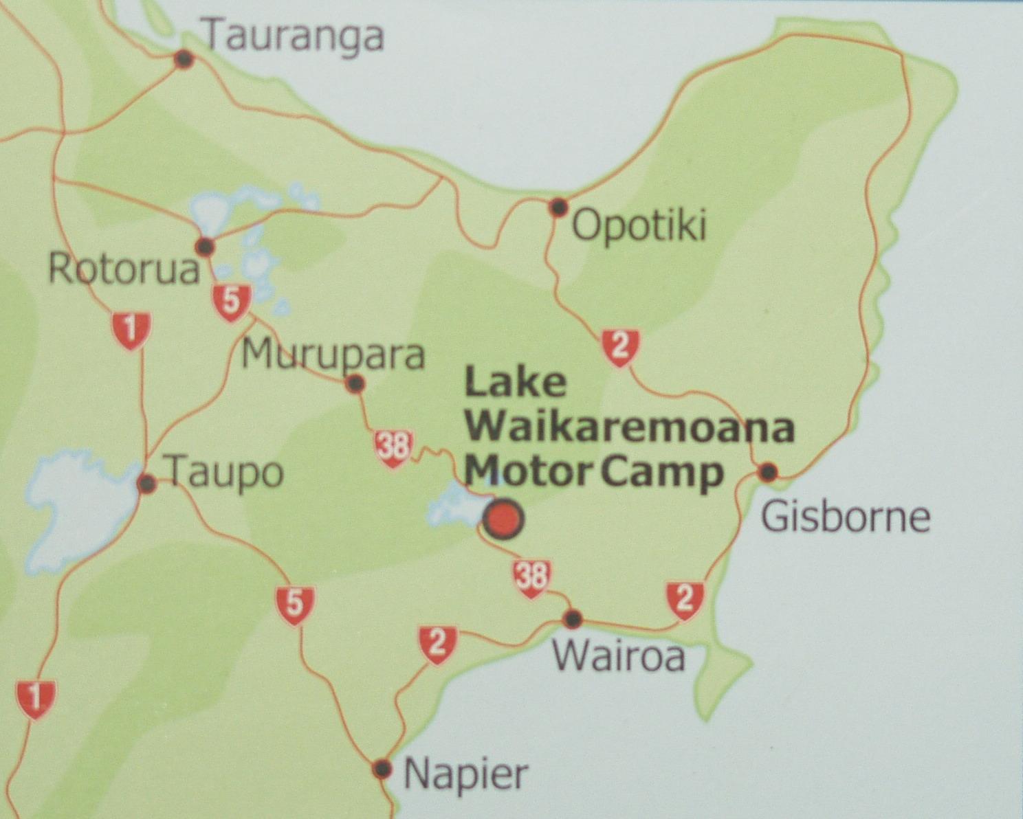 Kaart Lake Waikaremoana
