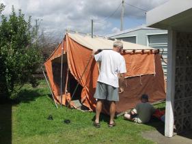 geleende tent proberen
